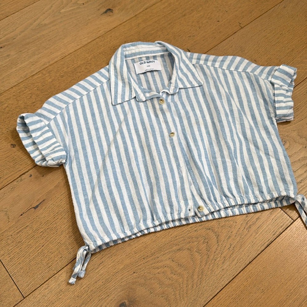 Old Navy - Girls Linen Cropped Short Sleeve top - Medium/8